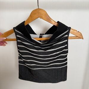 Urban Outfitters Black and Gray Striped Crop Top